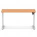Air Lite 1400 x 600mm Height Adjustable Office Desk Beech Top Cable Ports Silver Leg HA03880