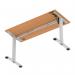 Air Lite 1400 x 600mm Height Adjustable Office Desk Beech Top Cable Ports Silver Leg HA03880