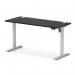 Air Lite 1400 x 600mm Height Adjustable Office Desk Black Top Cable Ports Silver Leg HA03881