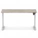 Air Lite 1400 x 600mm Height Adjustable Office Desk Grey Oak Top Cable Ports Silver Leg HA03882
