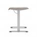 Air Lite 1400 x 600mm Height Adjustable Office Desk Grey Oak Top Cable Ports Silver Leg HA03882