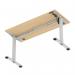 Air Lite 1400 x 600mm Height Adjustable Office Desk Maple Top Cable Ports Silver Leg HA03883