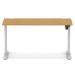 Air Lite 1400 x 600mm Height Adjustable Office Desk Oak Top Cable Ports Silver Leg HA03884