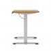 Air Lite 1400 x 600mm Height Adjustable Office Desk Oak Top Cable Ports Silver Leg HA03884