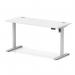 Air Lite 1400 x 600mm Height Adjustable Office Desk White Top Cable Ports Silver Leg HA03885