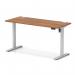 Air Lite 1400 x 600mm Height Adjustable Office Desk Walnut Top Cable Ports Silver Leg HA03886