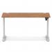 Air Lite 1400 x 600mm Height Adjustable Office Desk Walnut Top Cable Ports Silver Leg HA03886