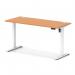 Air Lite 1400 x 600mm Height Adjustable Office Desk Beech Top Cable Ports White Leg HA03887