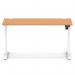 Air Lite 1400 x 600mm Height Adjustable Office Desk Beech Top Cable Ports White Leg HA03887