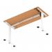 Air Lite 1400 x 600mm Height Adjustable Office Desk Beech Top Cable Ports White Leg HA03887