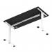 Air Lite 1400 x 600mm Height Adjustable Office Desk Black Top Cable Ports White Leg HA03888
