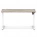 Air Lite 1400 x 600mm Height Adjustable Office Desk Grey Oak Top Cable Ports White Leg HA03889