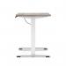 Air Lite 1400 x 600mm Height Adjustable Office Desk Grey Oak Top Cable Ports White Leg HA03889