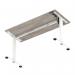 Air Lite 1400 x 600mm Height Adjustable Office Desk Grey Oak Top Cable Ports White Leg HA03889