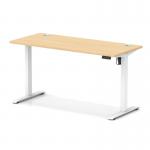 Air Lite 1400 x 600mm Height Adjustable Office Desk Maple Top Cable Ports White Leg HA03890