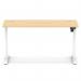 Air Lite 1400 x 600mm Height Adjustable Office Desk Maple Top Cable Ports White Leg HA03890