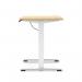 Air Lite 1400 x 600mm Height Adjustable Office Desk Maple Top Cable Ports White Leg HA03890