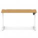 Air Lite 1400 x 600mm Height Adjustable Office Desk Oak Top Cable Ports White Leg HA03891