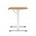 Air Lite 1400 x 600mm Height Adjustable Office Desk Oak Top Cable Ports White Leg HA03891