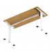 Air Lite 1400 x 600mm Height Adjustable Office Desk Oak Top Cable Ports White Leg HA03891