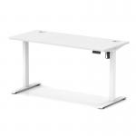 Air Lite 1400 x 600mm Height Adjustable Office Desk White Top Cable Ports White Leg HA03892