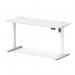 Air Lite 1400 x 600mm Height Adjustable Office Desk White Top Cable Ports White Leg HA03892