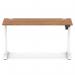 Air Lite 1400 x 600mm Height Adjustable Office Desk Walnut Top Cable Ports White Leg HA03893