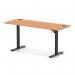 Air Lite 1600 x 600mm Height Adjustable Office Desk Beech Top Cable Ports Black Leg HA03894