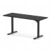 Air Lite 1600 x 600mm Height Adjustable Office Desk Black Top Cable Ports Black Leg HA03895
