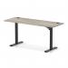 Air Lite 1600 x 600mm Height Adjustable Office Desk Grey Oak Top Cable Ports Black Leg HA03896