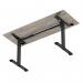 Air Lite 1600 x 600mm Height Adjustable Office Desk Grey Oak Top Cable Ports Black Leg HA03896