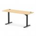 Air Lite 1600 x 600mm Height Adjustable Office Desk Maple Top Cable Ports Black Leg HA03897