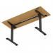 Air Lite 1600 x 600mm Height Adjustable Office Desk Oak Top Cable Ports Black Leg HA03898