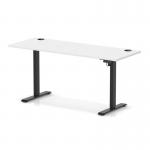 Air Lite 1600 x 600mm Height Adjustable Office Desk White Top Cable Ports Black Leg HA03899