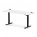Air Lite 1600 x 600mm Height Adjustable Office Desk White Top Cable Ports Black Leg HA03899