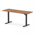 Air Lite 1600 x 600mm Height Adjustable Office Desk Walnut Top Cable Ports Black Leg HA03900