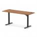 Air Lite 1600 x 600mm Height Adjustable Office Desk Walnut Top Cable Ports Black Leg HA03900