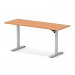Air Lite 1600 x 600mm Height Adjustable Office Desk Beech Top Cable Ports Silver Leg HA03901
