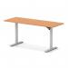 Air Lite 1600 x 600mm Height Adjustable Office Desk Beech Top Cable Ports Silver Leg HA03901