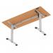Air Lite 1600 x 600mm Height Adjustable Office Desk Beech Top Cable Ports Silver Leg HA03901