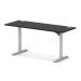 Air Lite 1600 x 600mm Height Adjustable Office Desk Black Top Cable Ports Silver Leg HA03902