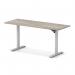Air Lite 1600 x 600mm Height Adjustable Office Desk Grey Oak Top Cable Ports Silver Leg HA03903
