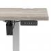 Air Lite 1600 x 600mm Height Adjustable Office Desk Grey Oak Top Cable Ports Silver Leg HA03903