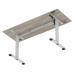 Air Lite 1600 x 600mm Height Adjustable Office Desk Grey Oak Top Cable Ports Silver Leg HA03903