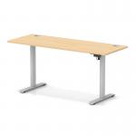Air Lite 1600 x 600mm Height Adjustable Office Desk Maple Top Cable Ports Silver Leg HA03904