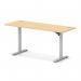 Air Lite 1600 x 600mm Height Adjustable Office Desk Maple Top Cable Ports Silver Leg HA03904