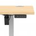 Air Lite 1600 x 600mm Height Adjustable Office Desk Maple Top Cable Ports Silver Leg HA03904