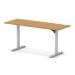 Air Lite 1600 x 600mm Height Adjustable Office Desk Oak Top Cable Ports Silver Leg HA03905