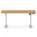 Air Lite 1600 x 600mm Height Adjustable Office Desk Oak Top Cable Ports Silver Leg HA03905