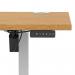 Air Lite 1600 x 600mm Height Adjustable Office Desk Oak Top Cable Ports Silver Leg HA03905